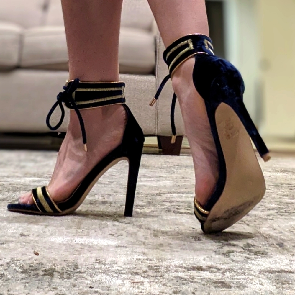 Navy Velvet Heels